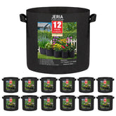 JERIA pack frontal de 12 bolsas de cultivo 15 gal para huerto urbano
