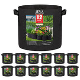 JERIA vista frontal del pack de 12 bolsas de cultivo, ahorro de espacio