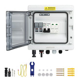 JINDOUZI vista frontal de la caja combiner con cubierta cerrada, protección visible