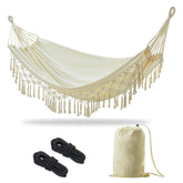 JoyView hamaca boho vista frontal mostrando diseño y confort