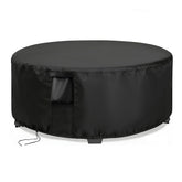 Jungda vista frontal de la funda para mesa 36" protegiendo la superficie contra lluvia