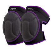 JYBTAA vista frontal del par de rodilleras moradas mostrando diseño y protección