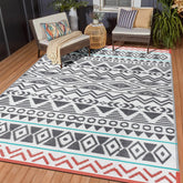 Kalafun vista frontal de la alfombra exterior resistente y reversible
