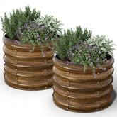 Kesfitt vista frontal del pack de dos jardineras redondas beneficio ahorro de espacio