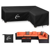 Kipiea funda frontal cubriendo sofá esquinero, protege muebles exteriores