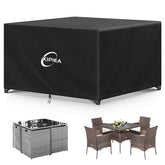 Kipiea vista frontal de la funda protegiendo mesa, mantiene muebles secos