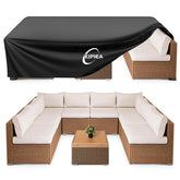 Kipiea vista frontal de la funda protegiendo mesa y sillas, protección completa