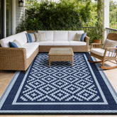 Kohree alfombra frontal azul mostrando patrón diamante y estética resistente