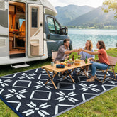 Kohree alfombra frontal azul mostrando patrón diamante flor y tamaño 6x9 ft