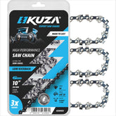 KUZA cadena frente al empaque mostrando el set de tres y durabilidad