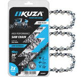 KUZA paquete frontal de cadena 20" mostrando compatibilidad y durabilidad