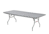 Kwik-Covers vista frontal 8' en cuadros negro y blanco muestra aspecto profesional