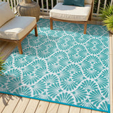 Lahome alfombra exterior frontal con diseño arcoíris y color vibrante