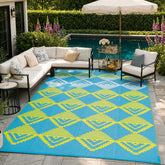 Lahome alfombra exterior vista frontal que muestra tamaño y patrón, mejora estética del patio
