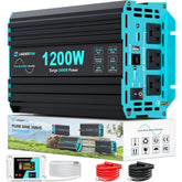 LANDERPOW vista frontal del inversor mostrando botones y rejillas, confiabilidad portátil