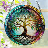 LAOWEIKI vista frontal del colgante Árbol de la Vida mostrando colores vibrantes y diseño