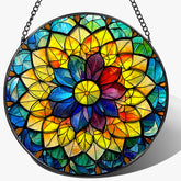 LAOWEIKI colgante frontal mandala mostrando colores vivos y diseño