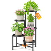 LASZOLA vista frontal del soporte de plantas de 5 niveles, organiza macetas grandes