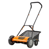 LawnMaster vista frontal del cortacésped mostrando la estructura y beneficio de corte limpio