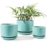 LE TAUCI maceta frontal aqua mostrando forma y acabado, aporta estilo decorativo