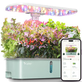 LETPOT vista frontal del kit con 10 macetas y luz, cultivo fácil