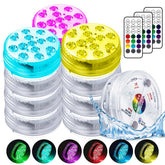 LOFTEK frontal pack de 12 luces mostrando variedad de colores y brillo