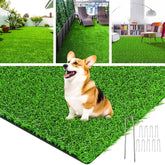 LOOBANI vista frontal del césped artificial 5x10ft, aspecto natural y uniforme