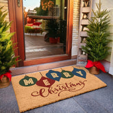 LuxUrux felpudo frontal navideño mostrando bienvenida y protección