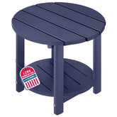 LZRS vista frontal de la mesa lateral navy blue con aspecto elegante y resistente