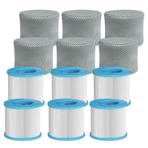 Macaberry vista frontal del pack de 6 filtros y 6 cubiertas, repuestos rápidos