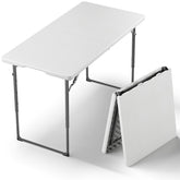 MAKE CHANGES vista frontal de la mesa plegable, firme y estable