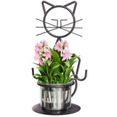Marbrasse vista frontal del terrario en forma de gato mostrando elegancia decorativa