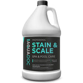 MAV AquaDoc frente del contenedor mostrando la etiqueta y el tamaño 128oz, ayuda visual