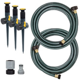 Melnor kit completo con aspersores y mangueras, facilita riego preciso