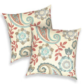 Melody Elephant vista frontal del pack de 2 cojines mostrando patrón paisley y tamaño