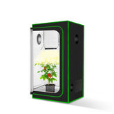 MELONFARM frente de la tienda de cultivo mostrando entrada y tamaño compacto