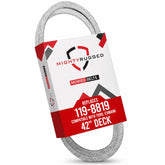 MightyRugged correa frontal en embalaje mostrando longitud y compatibilidad