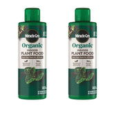 Miracle-Gro frontal del paquete mostrando las dos botellas y beneficios