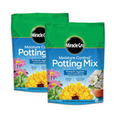 Miracle-Gro paquete frontal mostrando bolsas dobles y beneficio de nutrición prolongada