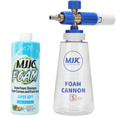 MJJC Foam Cannon vista frontal mostrando cuerpo y botella, mayor control