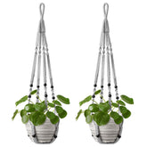 Mkono colgador macramé frontal mostrando diseño y cómo realza la planta