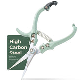 Modern Sprout tijeras frontal con empaque, herramienta compacta y lista