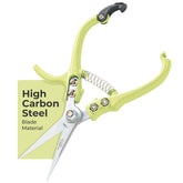 Modern Sprout tijeras frontal mostrando diseño compacto y color chartreuse