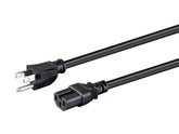 Monoprice vista frontal del cable mostrando conector C15 y NEMA beneficio durabilidad