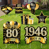 MOORAY letrero frontal Happy 80th visible desde la calle y elegante