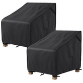 MR. COVER frente del pack de dos fundas protegiendo sillas, resistencia contra lluvia