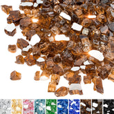 Mr. Fireglass frente del empaque mostrando 20 libras y acabado cobre reflectante para estilo