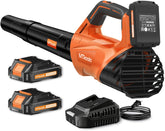 MTKOALA vista frontal del soplador mostrando diseño naranja y beneficios de potencia