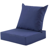 MuaMelop cojín frontal 24x24 azul marino presentado en silla para mejor confort