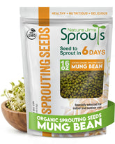 Nature Jim's Sprouts frente del paquete ofrece semillas no-OGM y fácil identificación